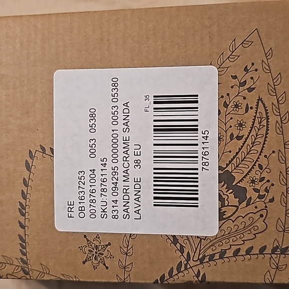 Free People Sandri Macrame Sandals Lavander New in Box size 38 (7.5 -8 US) - Picture 12 of 12